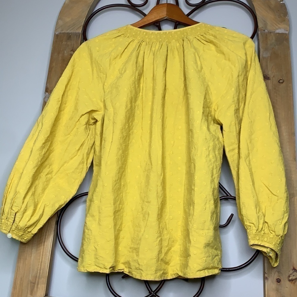 Madewell smocked neck floral embroidered long sleeve top - Picture 6 of 7